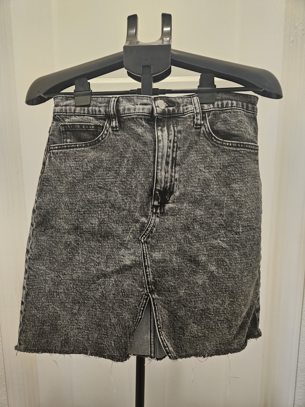 Joe's Jeans Black Acid-Wash Mini Skirt with Front Slit